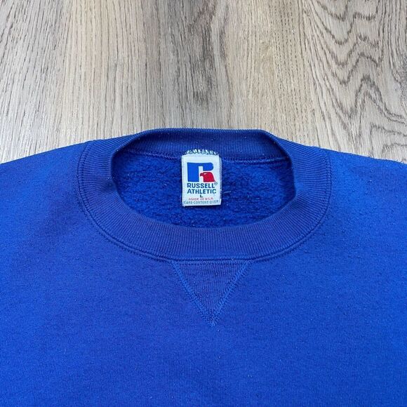 Vintage Russell Athletic Sweatshirt Mens Large Blue Crewneck Pullover USA 90s - Picture 3 of 10